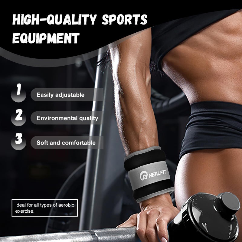 NEALFIT Ankle Weights for Men Women Kids, Leg Arm Wrist Weights with Adjustable Strap for Running, Gymnastics, Aerobics,Gym, Fitness (Purple, 2 lbs x 2) - Image 4